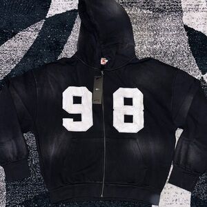 Black Hoodie with White Number Design